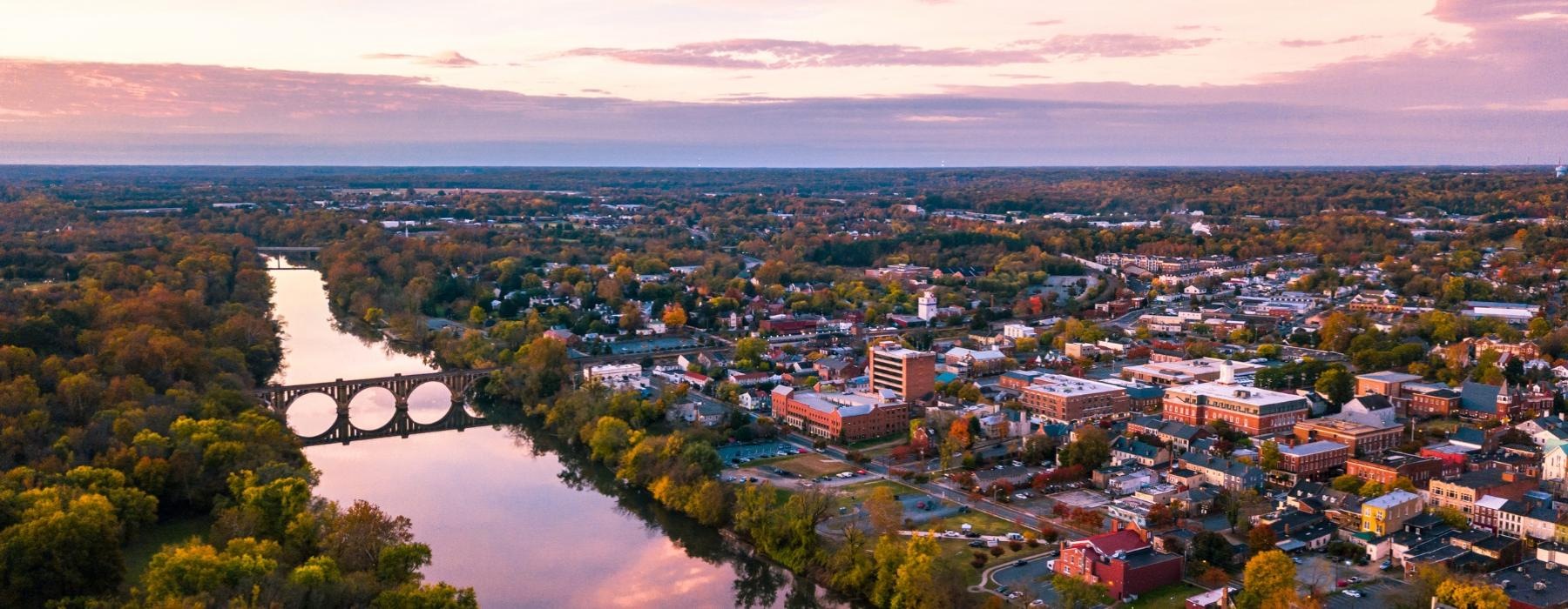 a city with a river running through it