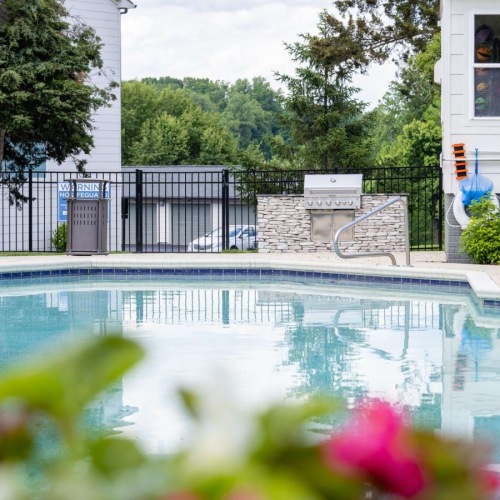 a swimming pool in a backyard